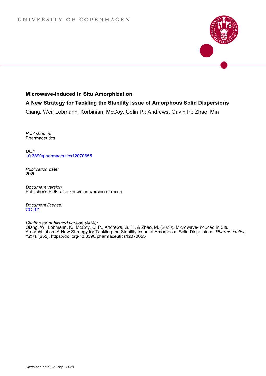 Microwave-Induced in Situ Amorphization