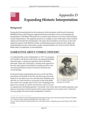 Appendix D Expanding Historic Interpretation