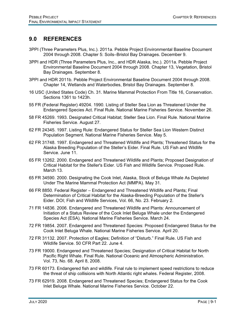 Chapter 9: References Final Environmental Impact Statement