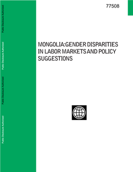 Labor Market Outcomes in Mongolia: Key Findings from the 2008/09 Labor Force Survey