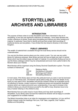 Storytelling Archives and Libraries