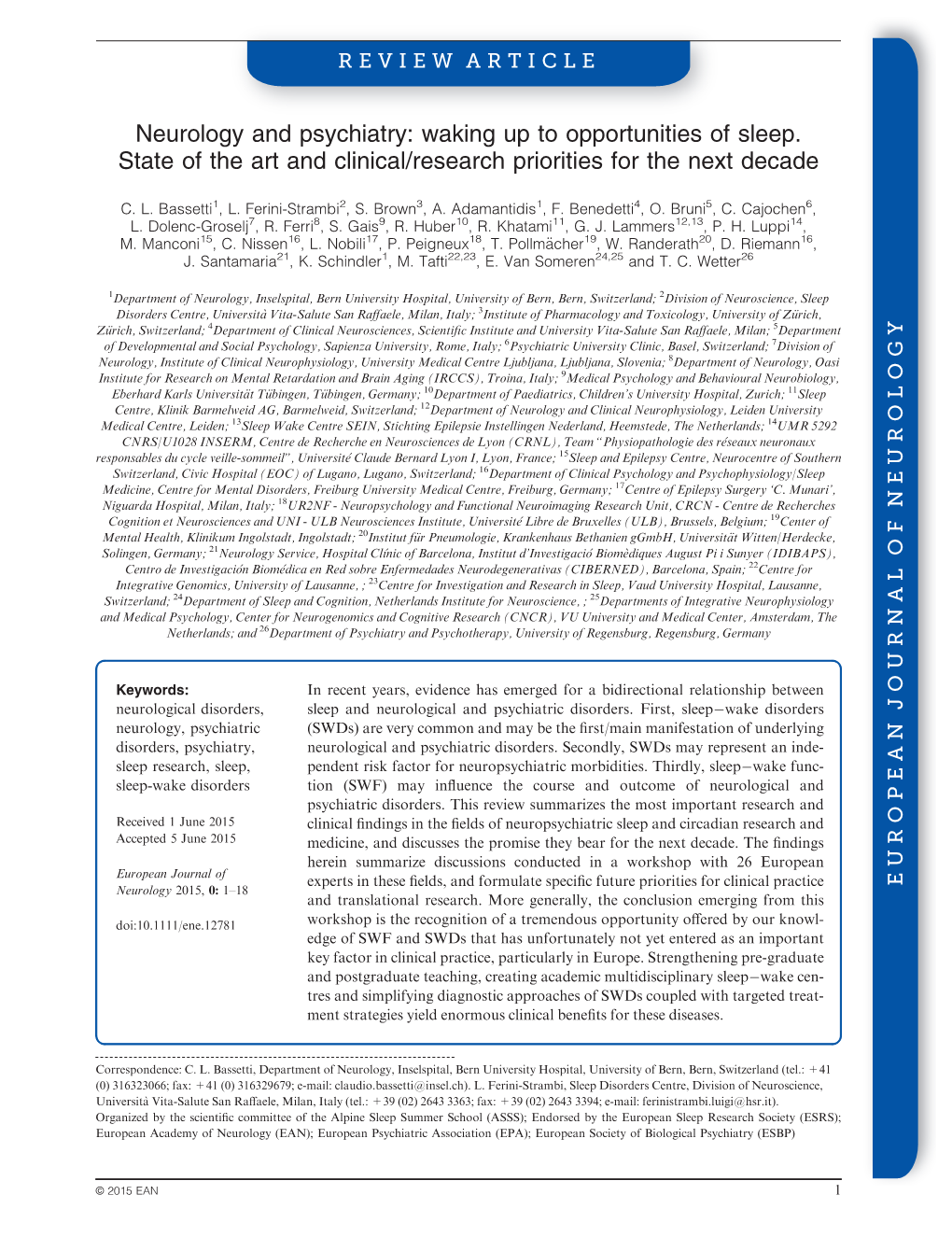 Neurology and Psychiatry: Waking up to Opportunities of Sleep