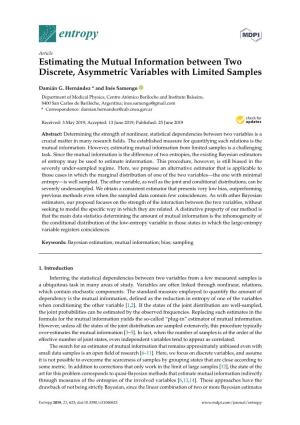 Estimating the Mutual Information Between Two Discrete, Asymmetric Variables with Limited Samples