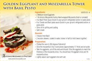 Golden Eggplant and Mozzarella Tower with Basil Pesto
