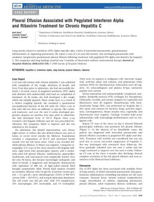 Pleural Effusion Associated with Pegylated Interferon Alpha and Ribavirin Treatment for Chronic Hepatitis C