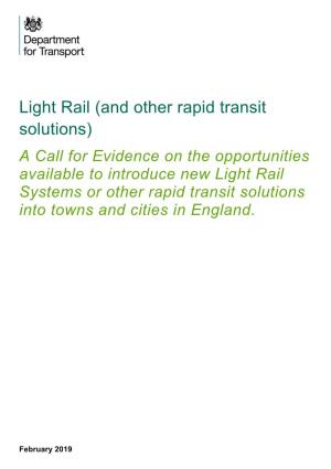 Light Rail (And Other Rapid Transit Solutions)
