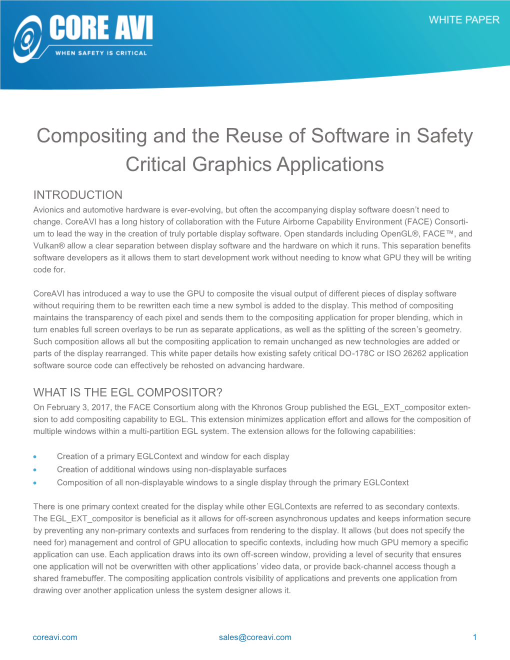 Compositing and the Reuse of Software in Safety Critical Graphics Applications