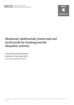 Abatacept, Adalimumab, Etanercept and Tocilizumab for Treating Juvenile Idiopathic Arthritis