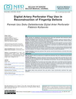 Digital Artery Perforator Flap Use in Reconstruction of Fingertip Defects