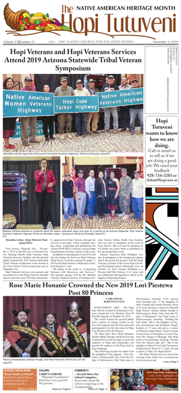 November 5, 2019 Issue #21 Hopi Tutuveni