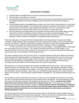 Vaccine Policy Statement