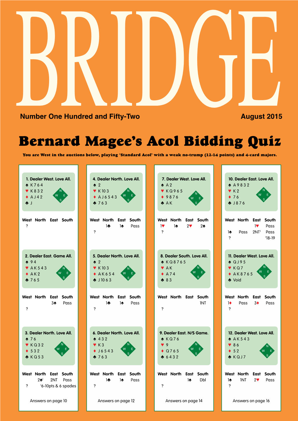 Bernard Magee's Acol Bidding Quiz