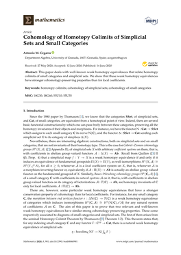 Cohomology of Homotopy Colimits of Simplicial Sets and Small Categories