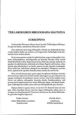 Txillardegiren Bibliografia Hautatua Aurkezpena