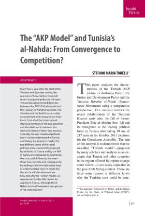 “AKP Model” and Tunisia's Al-Nahda: from Convergence to Competition?