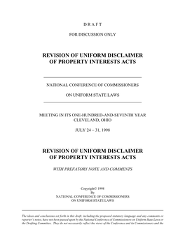 Revision of Uniform Disclaimer of Property Interests Acts