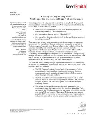 Country of Origin Compliance: Challenges for International Supply Chain Managers