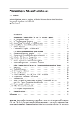 Pharmacological Actions of Cannabinoids