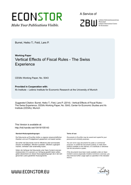Vertical Effects of Fiscal Rules - the Swiss Experience