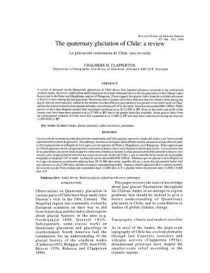 The Quaternary Glaciation of Chile: a Review