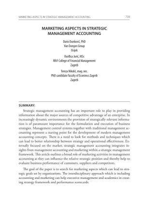 Marketing Aspects in Strategic Management Accounting 739