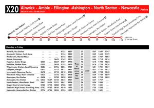 Alnwick - Amble - Ellington -Ashington - North Seaton - Newcastle Arriva X20 Effective From: 30/08/2020