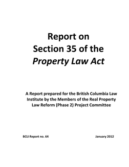 Report on Section 35 of the Property Law Act