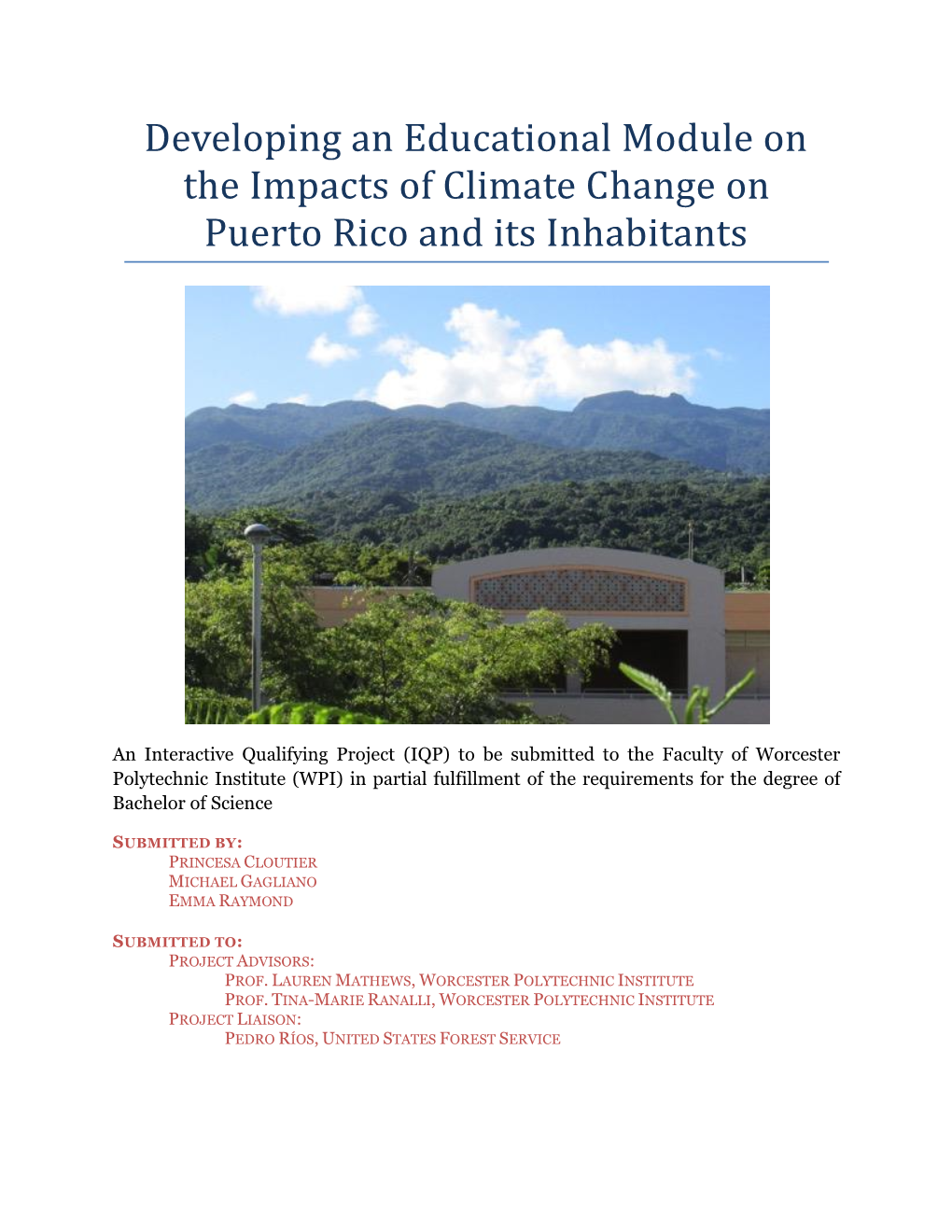 Developing an Educational Module on the Impacts of Climate Change on Puerto Rico and Its Inhabitants