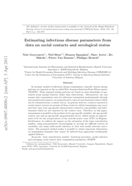 Estimating Infectious Disease Parameters from Data on Social