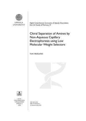 Chiral Separation of Amines by Non-Aqueous Capillary Electrophoresis Using Low Molecular Weight Selectors