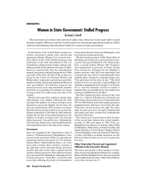 Women in State Government: Stalled Progress by Susan J
