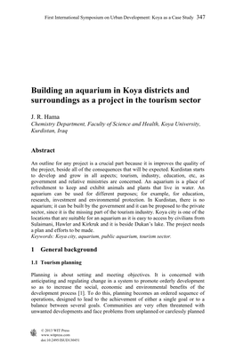 Building an Aquarium in Koya Districts and Surroundings As a Project in the Tourism Sector