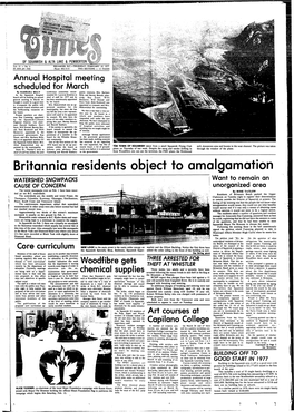 Britannia Residents Object to Amalgamation