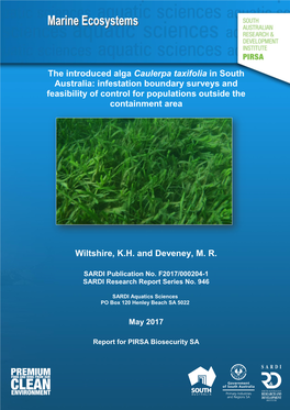 The Introduced Alga Caulerpa Taxifolia in South Australia: Infestation Boundary Surveys and Feasibility of Control for Populations Outside the Containment Area