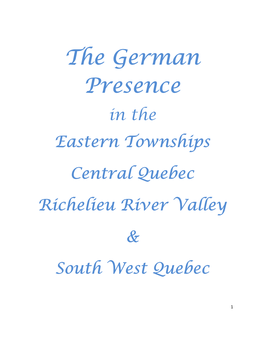 The German Presence in the Eastern Townships Final