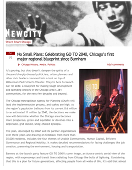 No Small Plans: Celebrating GO to 2040, Chicago’S First Major Regional Blueprint Since Burnham | Newcity