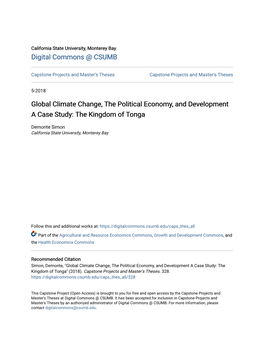 Global Climate Change, the Political Economy, and Development a Case Study: the Kingdom of Tonga
