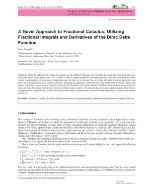 A Novel Approach to Fractional Calculus -.:: Natural Sciences