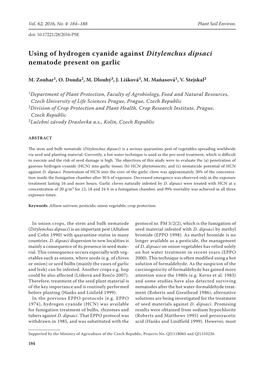 Using of Hydrogen Cyanide Against Ditylenchus Dipsaci Nematode Present on Garlic