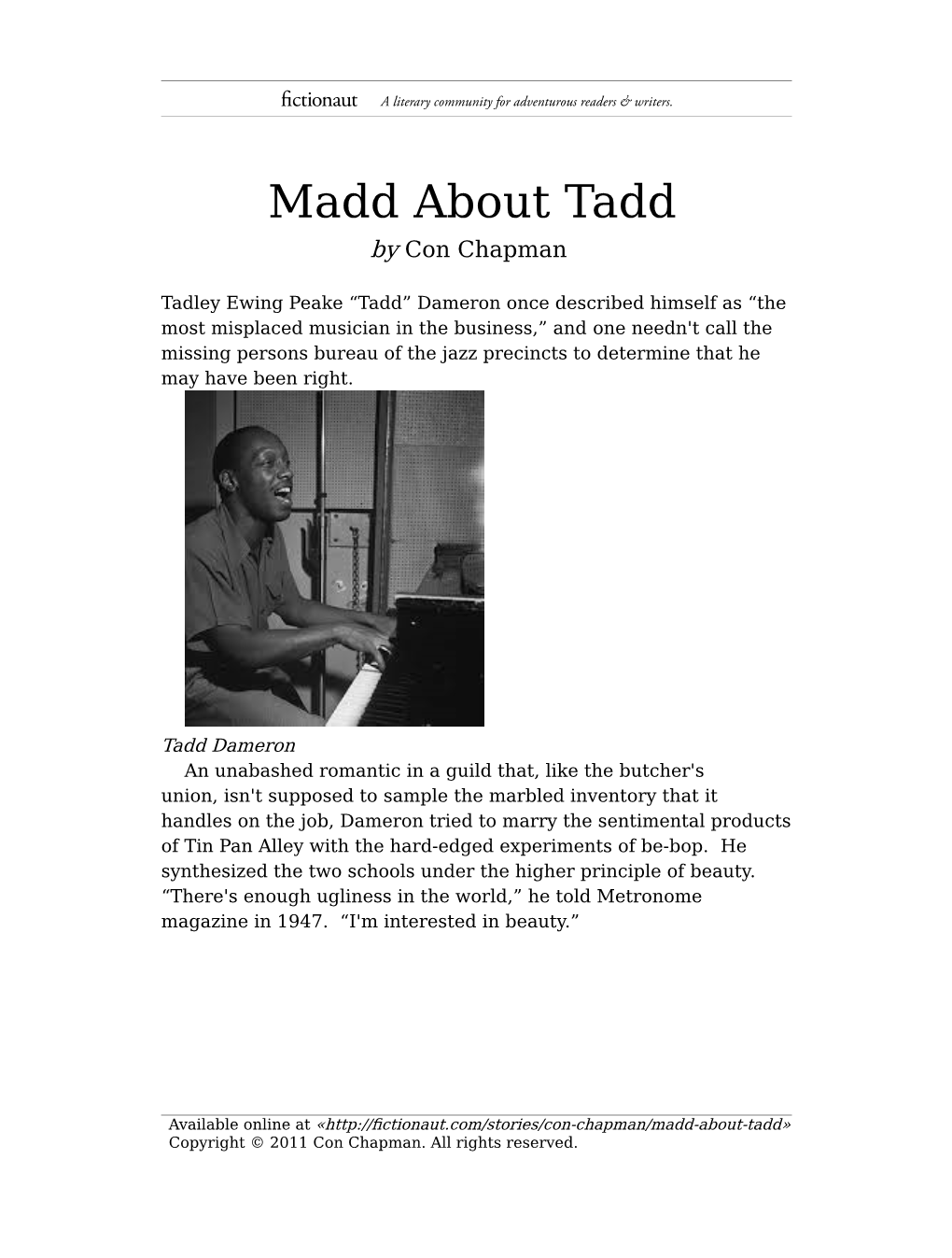 Madd About Tadd by Con Chapman