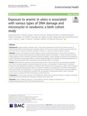 Exposure to Arsenic in Utero Is Associated