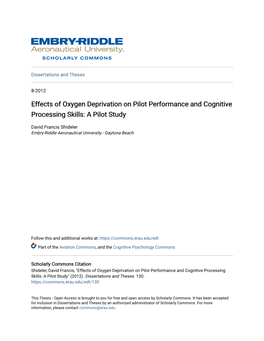 Effects of Oxygen Deprivation on Pilot Performance and Cognitive Processing Skills: a Pilot Study