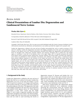 Clinical Presentations of Lumbar Disc Degeneration and Lumbosacral Nerve Lesions