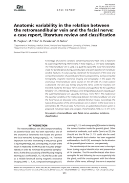 Anatomic Variability in the Relation Between the Retromandibular Vein and the Facial Nerve: a Case Report, Literature Review and Classification