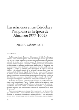 Las Relaciones Entre Córdoba Y Pamplona En La Época De Almanzor (977-1002)