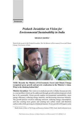 Prakash Javadekar on Vision for Environmental Sustainability in India