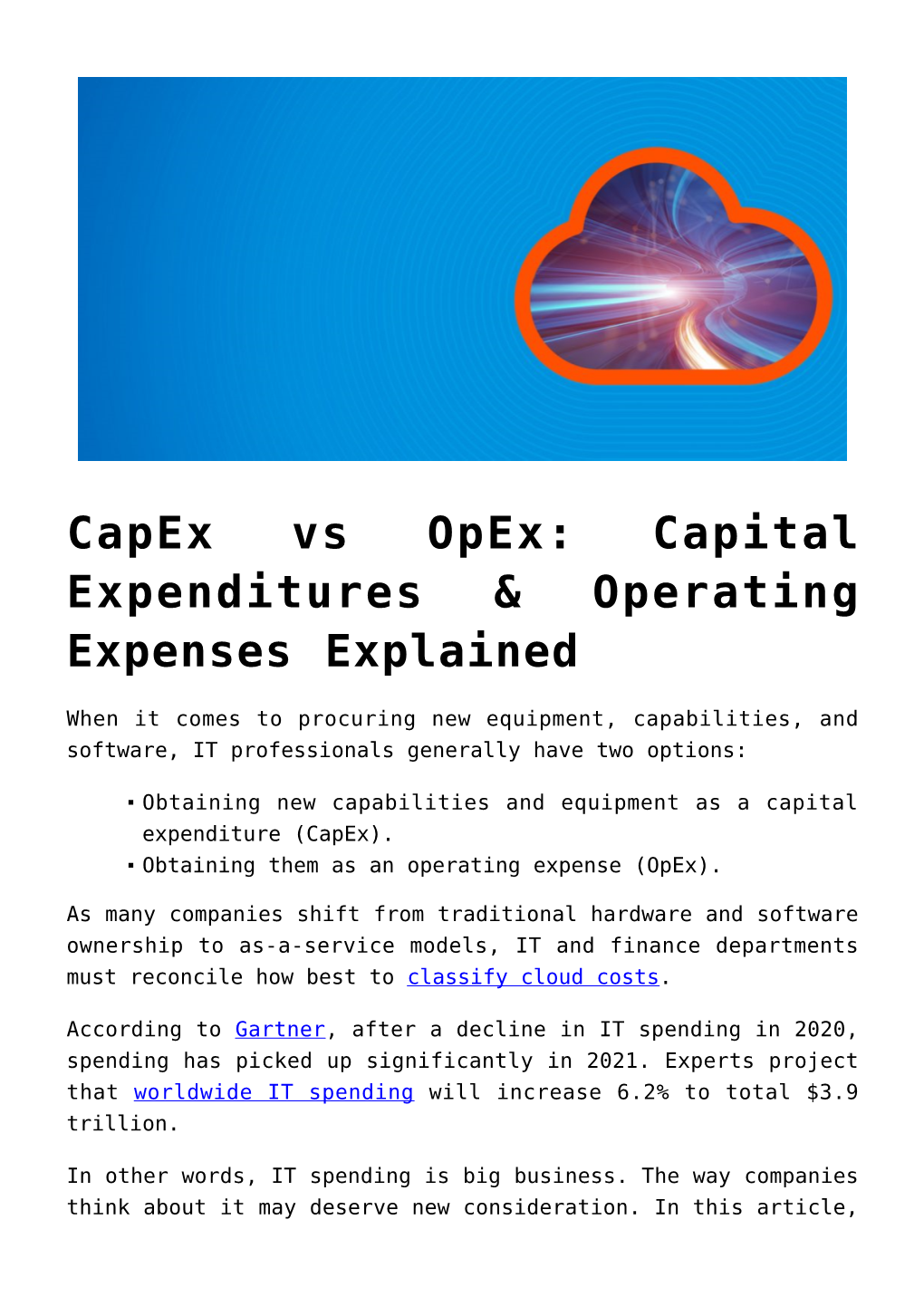 operating expenses vs capital expenses