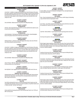 AXS TV Schedule for Mon. September 19, 2016 to Sun. September 25, 2016 Monday September 19, 2016