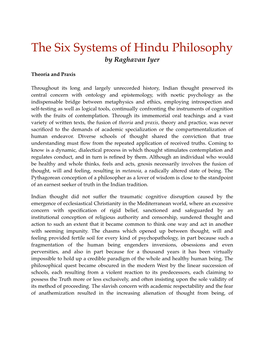 The Six Systems of Hindu Philosophy by Raghavan Iyer