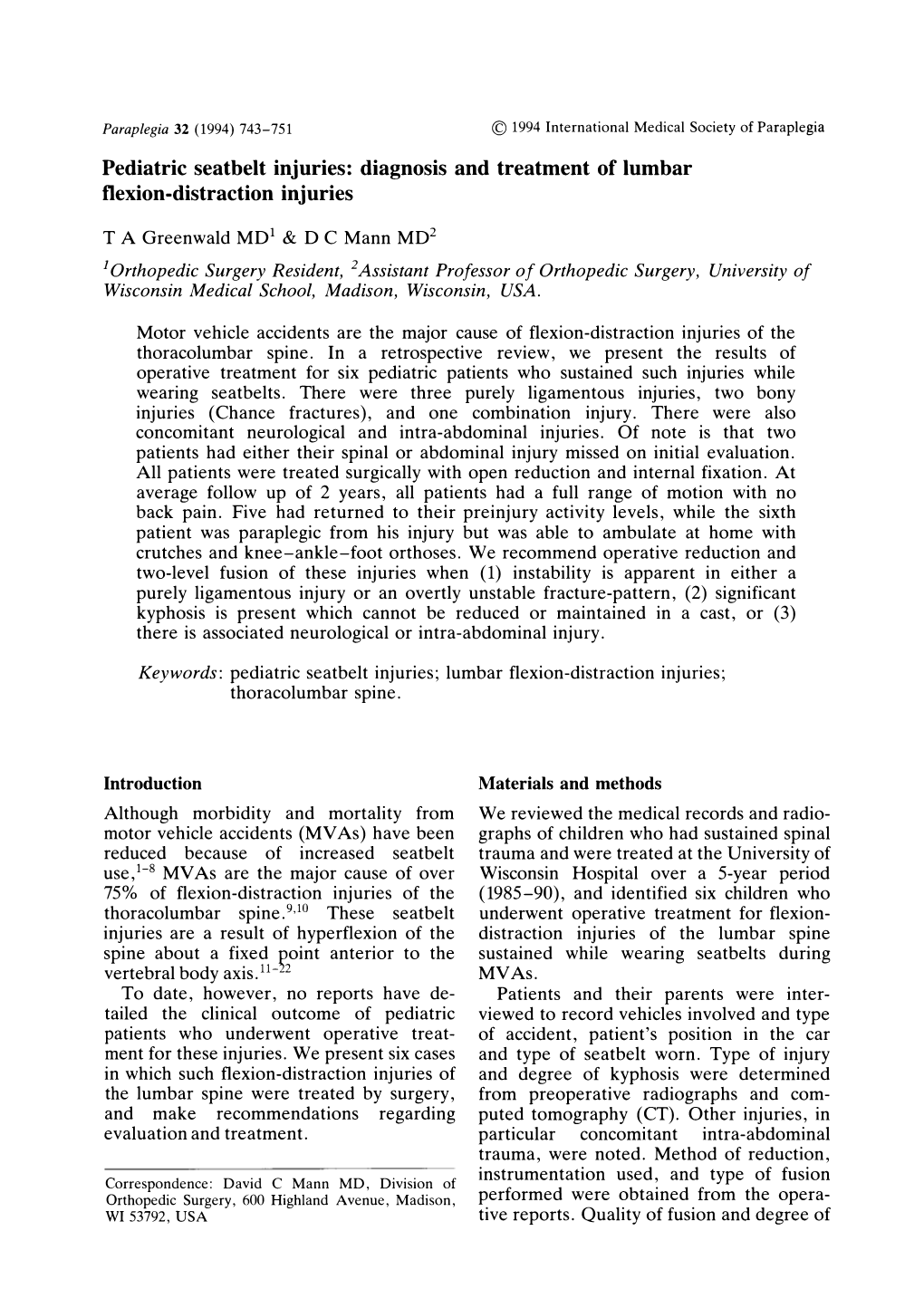 Diagnosis and Treatment of Lumbar Flexion-Distraction Injuries